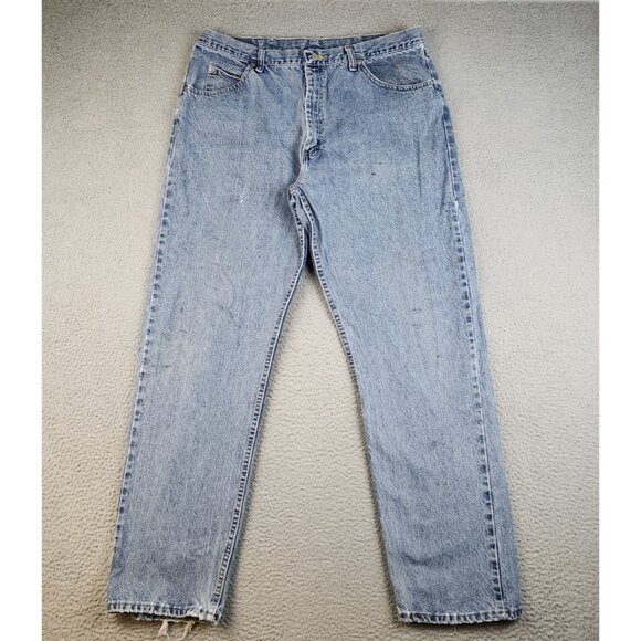 Wrangler Jeans Mens 38x34 Blue Denim Relaxed Fit Straight Rodeo Ranch Hand Work - Picture 2 of 9